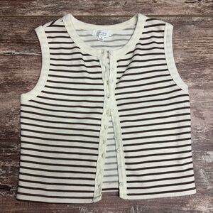 Kirious LA | VGUC Sleeveless Striped Button Down Top Vest Y2K Crop Boho Small